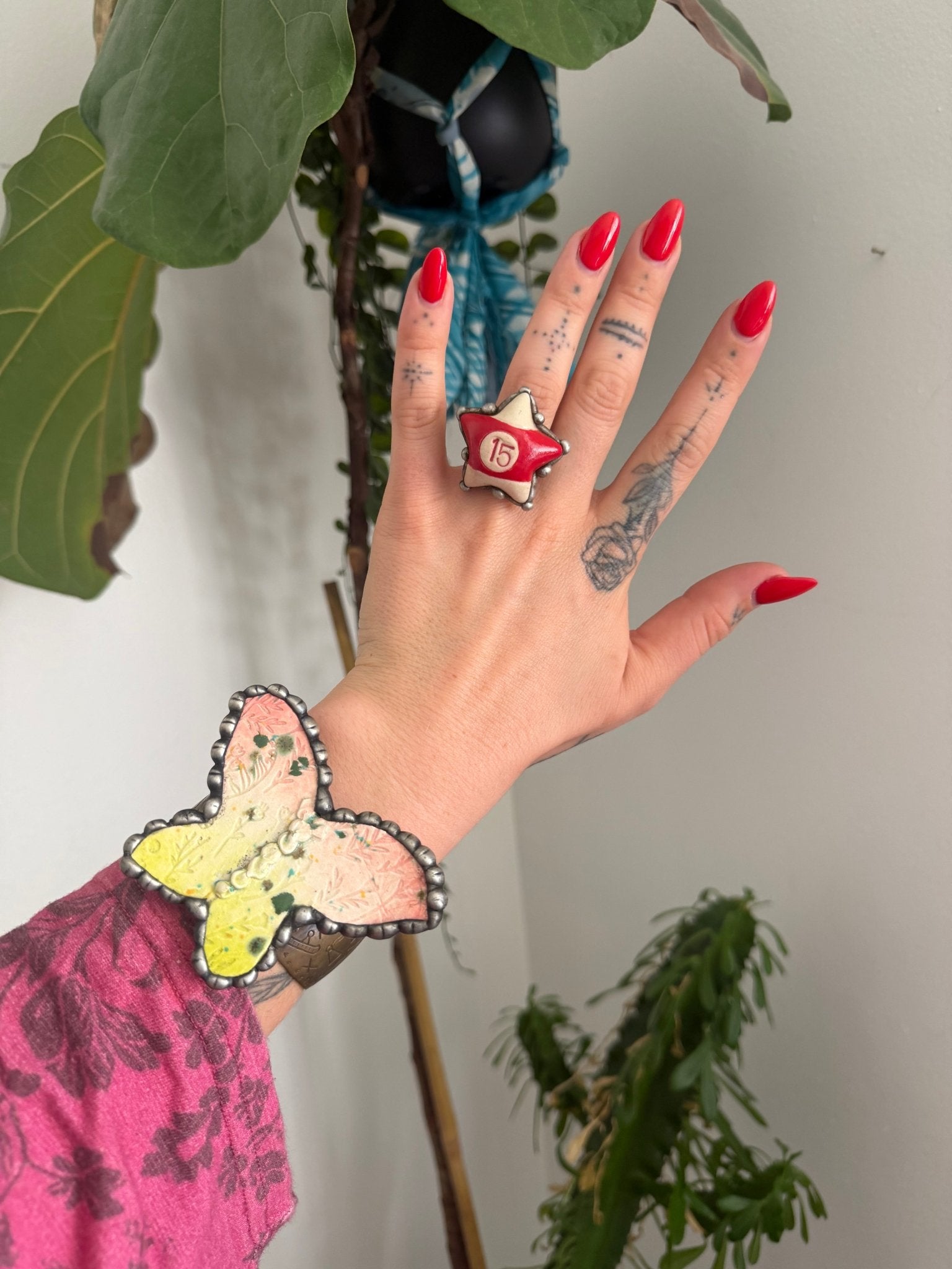 OOAK Butterfly Pottery Cuff - ivyandlavyboutique Art by Amy
