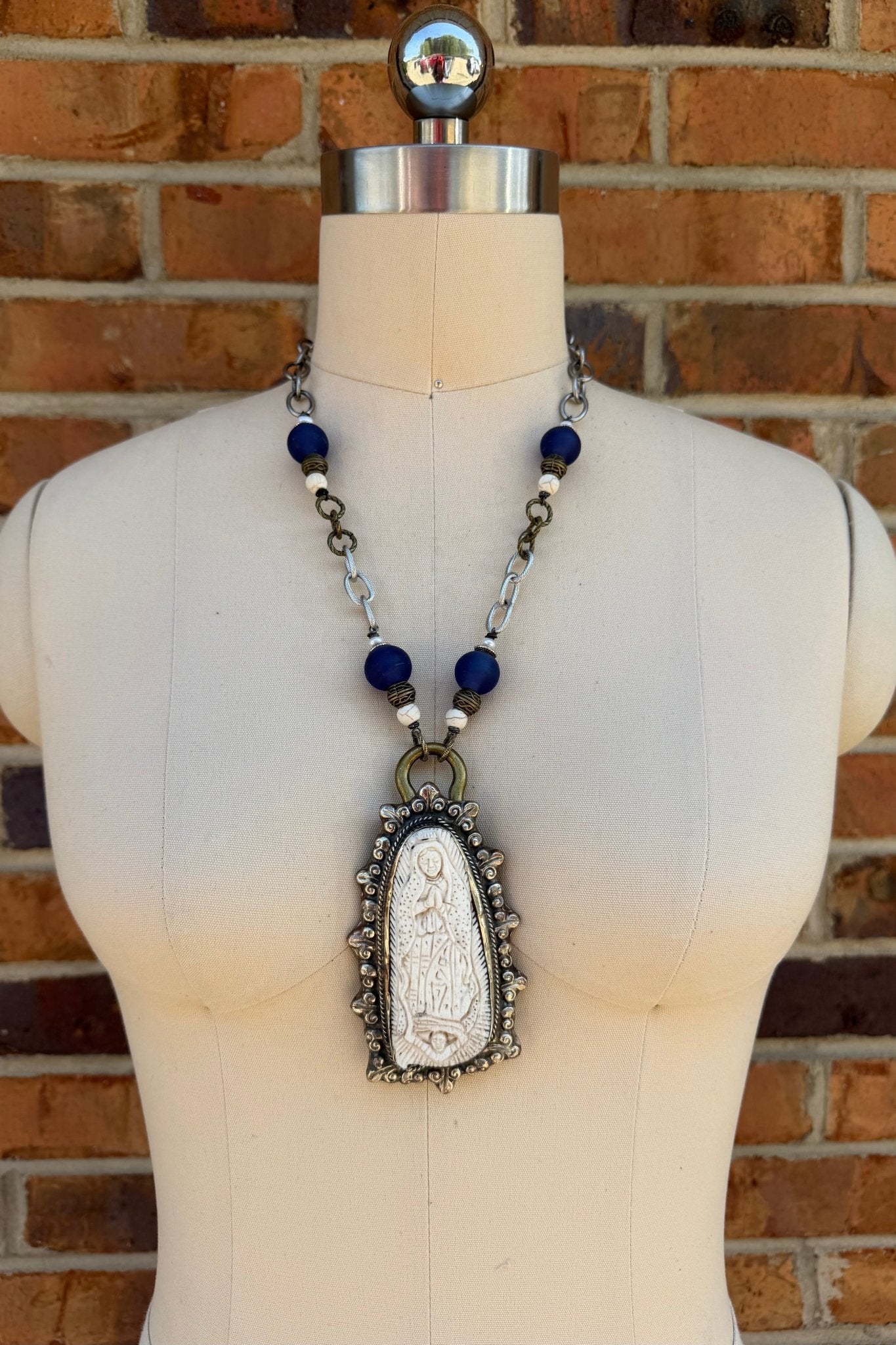 OOAK Lady in Blues Statement Necklace - ivyandlavyboutique ivyandlavyboutique