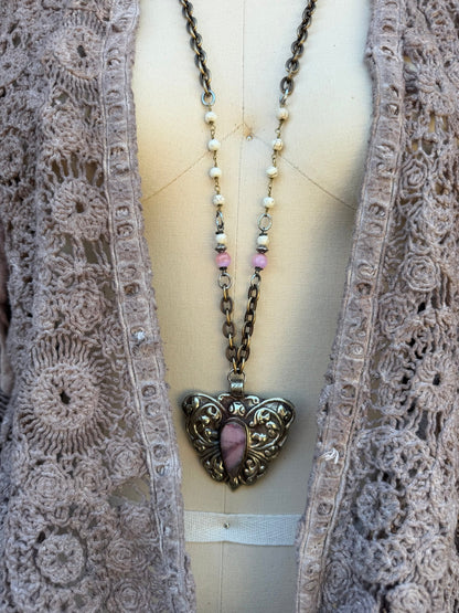 OOAK Pinks in the Butterfly Necklace - ivyandlavyboutique ivyandlavyboutique