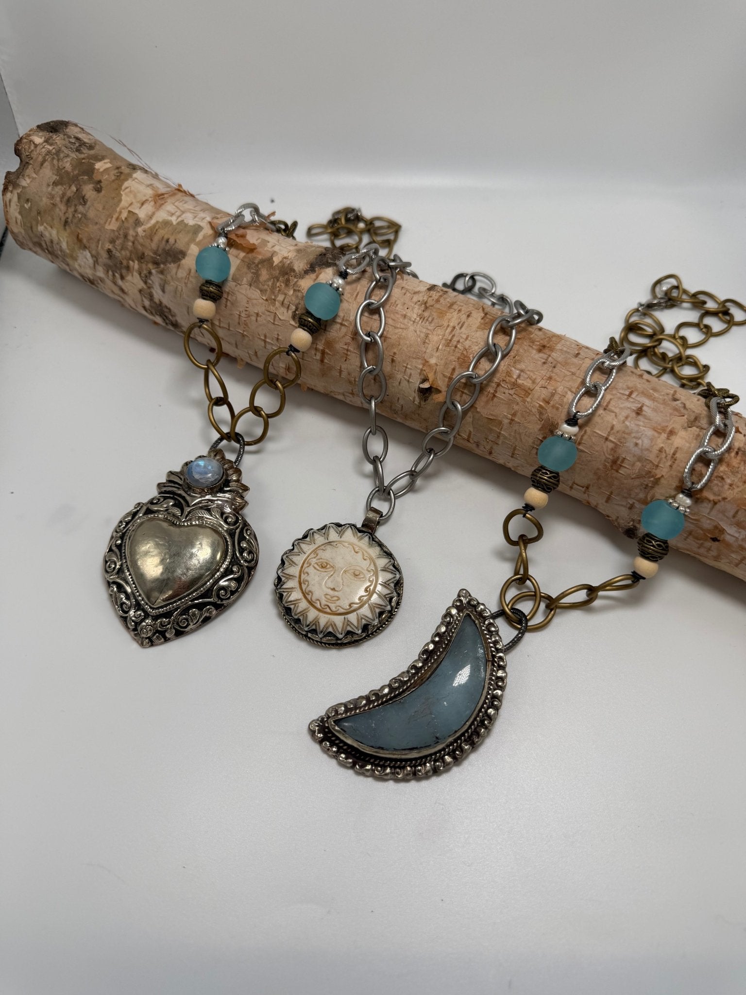 OOAK Silver Moon Statement Necklace - ivyandlavyboutique ivyandlavyboutique