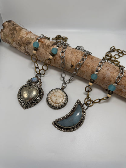 OOAK Silver Moon Statement Necklace - ivyandlavyboutique ivyandlavyboutique