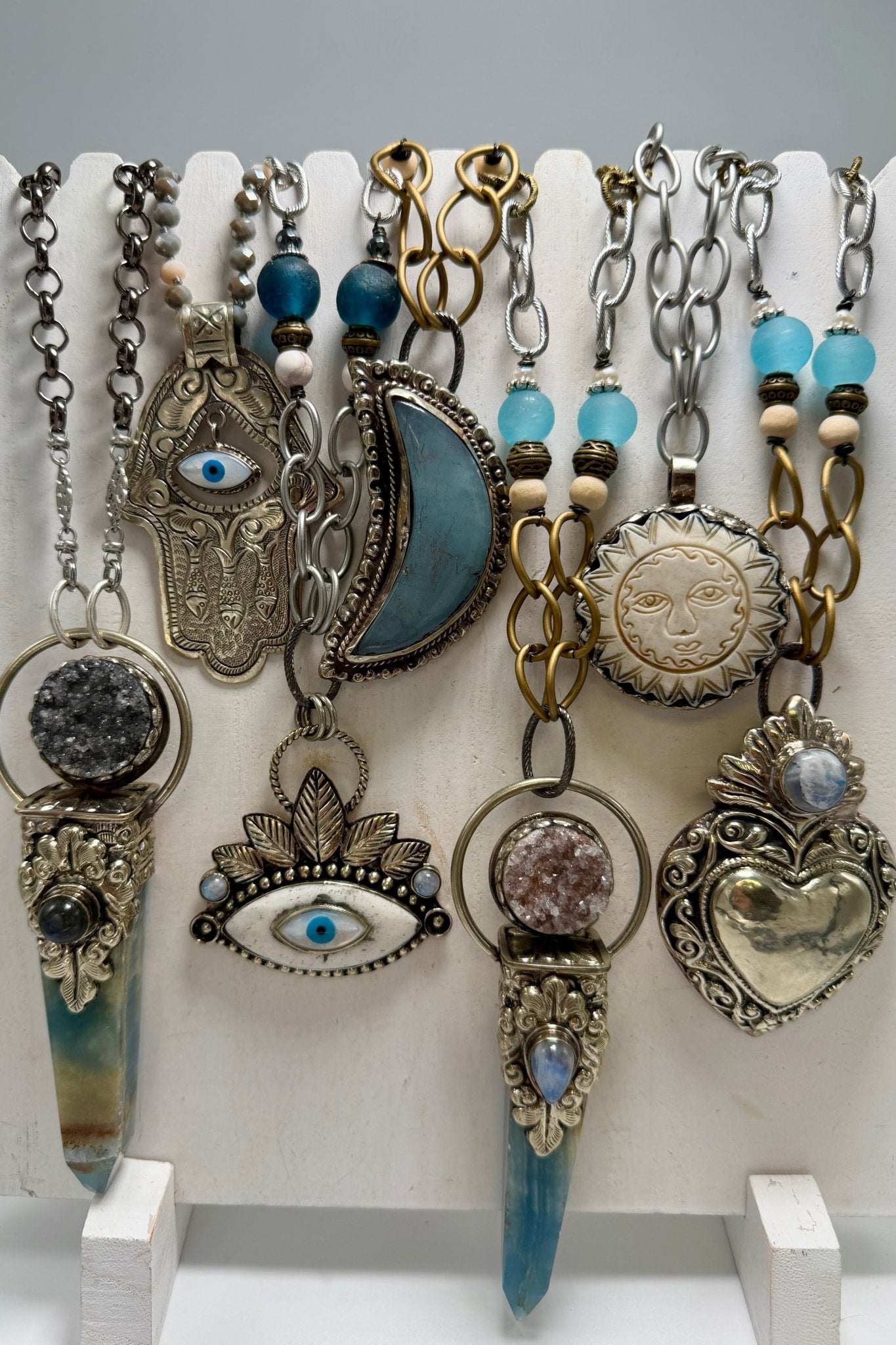 OOAK Silver Moon Statement Necklace - ivyandlavyboutique ivyandlavyboutique