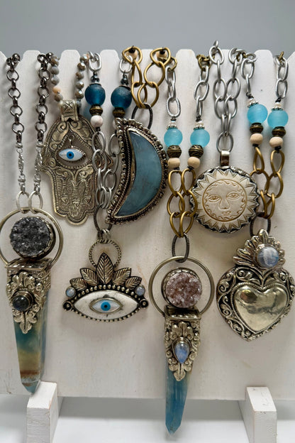 OOAK Silver Moon Statement Necklace - ivyandlavyboutique ivyandlavyboutique