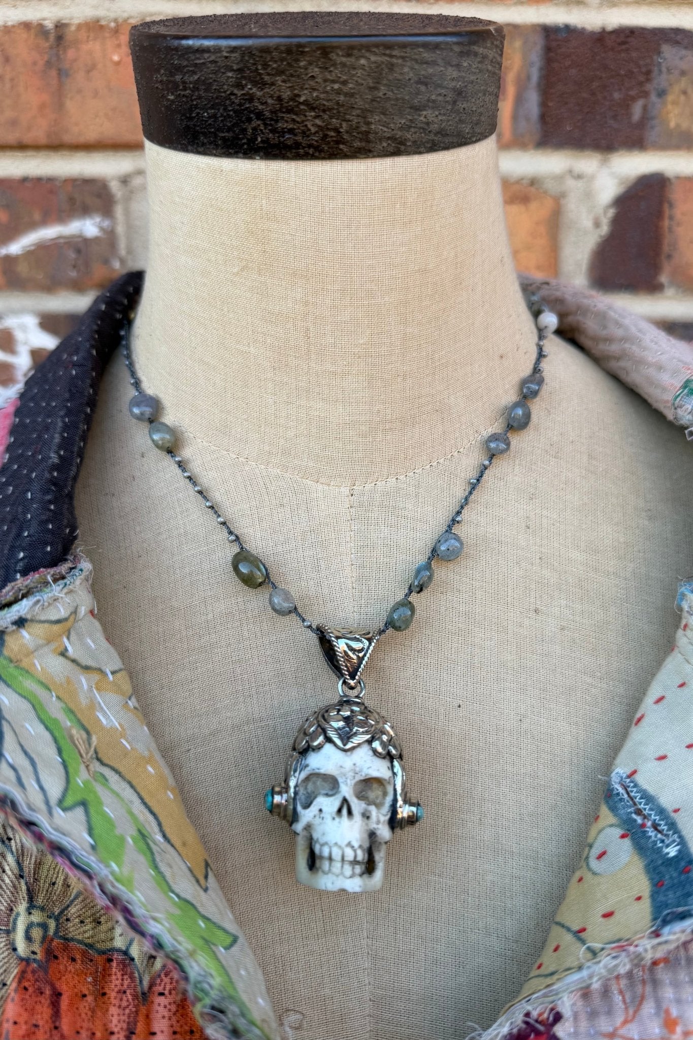 OOAK Skull with Helmet Necklace - ivyandlavyboutique ivyandlavyboutique