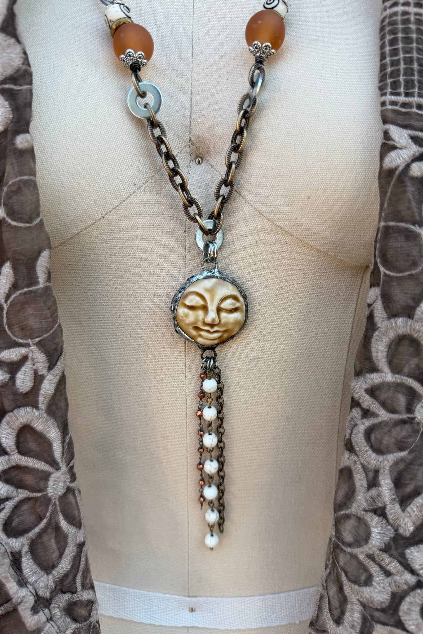 OOAK Sleeping Face Necklace - ivyandlavyboutique ivyandlavyboutique