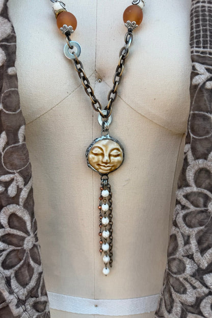 OOAK Sleeping Face Necklace - ivyandlavyboutique ivyandlavyboutique