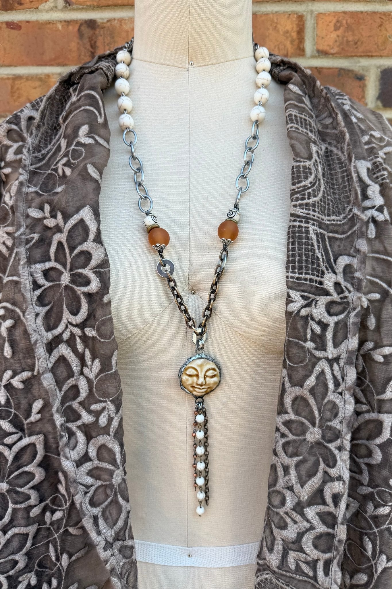OOAK Sleeping Face Necklace - ivyandlavyboutique ivyandlavyboutique