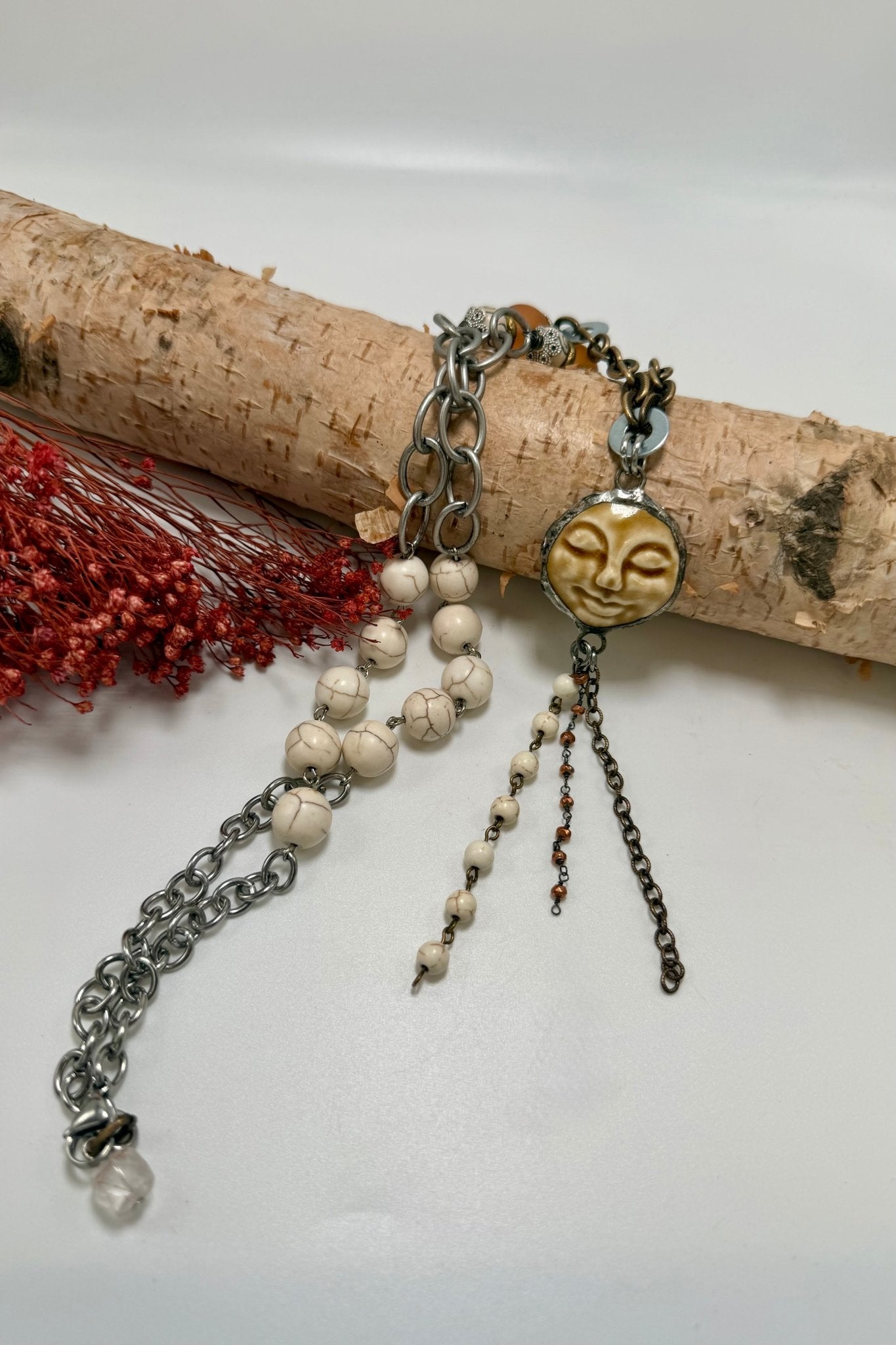 OOAK Sleeping Face Necklace - ivyandlavyboutique ivyandlavyboutique