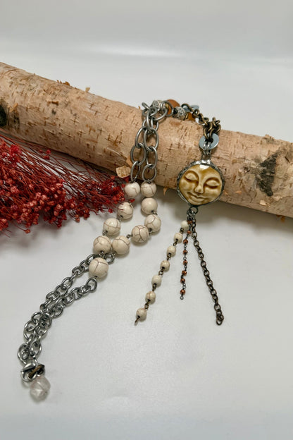 OOAK Sleeping Face Necklace - ivyandlavyboutique ivyandlavyboutique