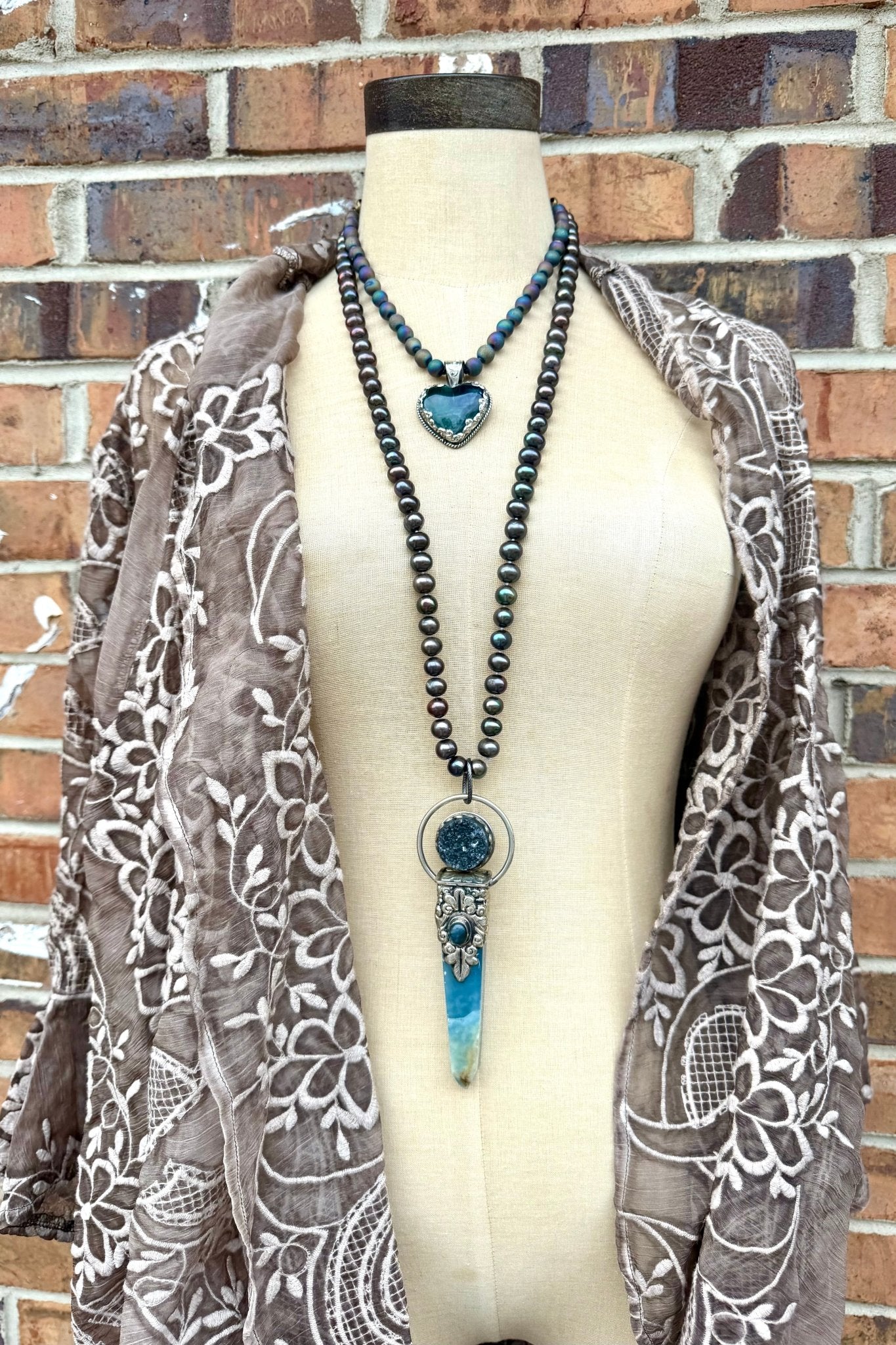 OOAK Stunner Huge Crystal on Pearl Chain - ivyandlavyboutique ivyandlavyboutique