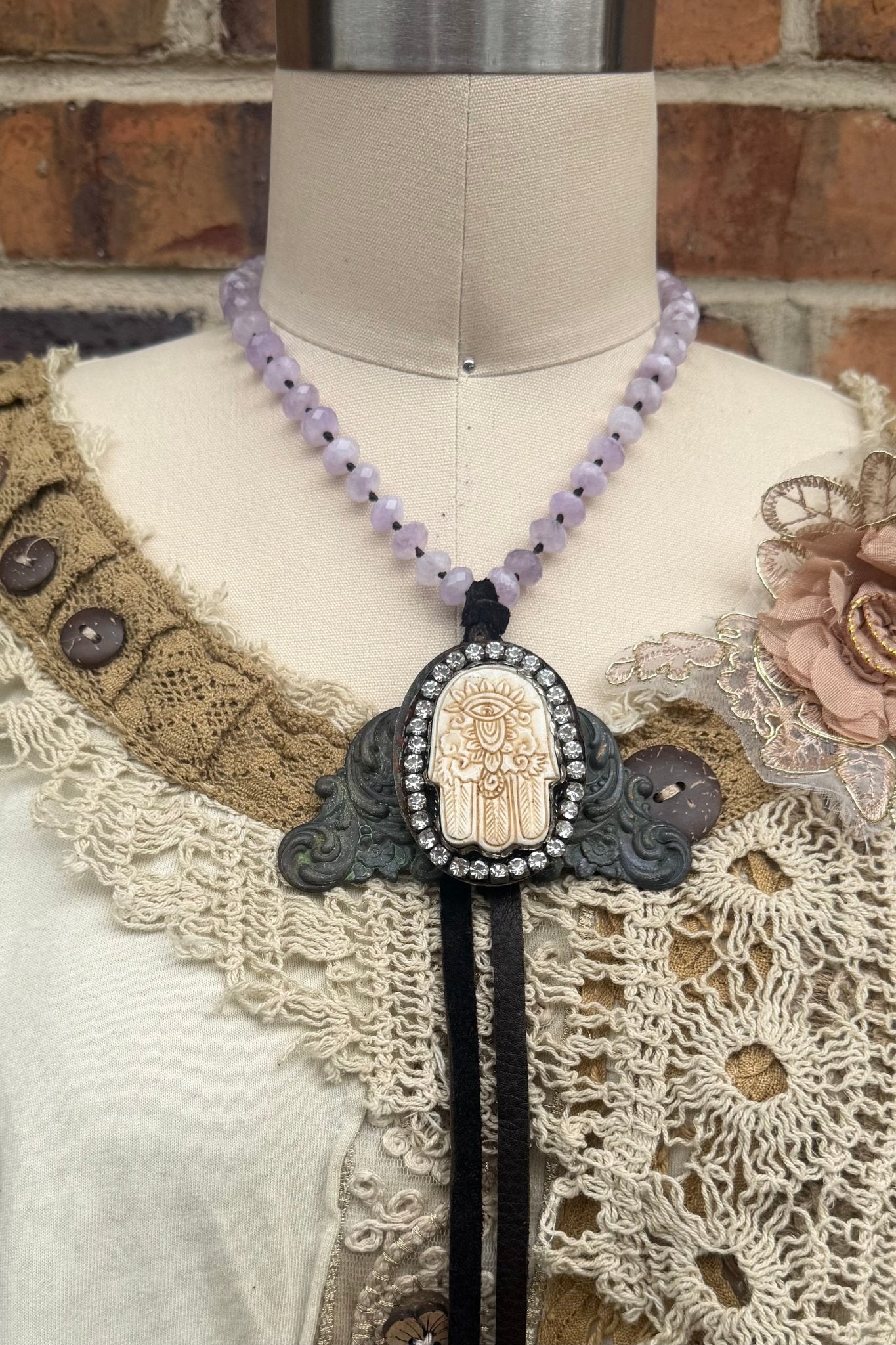 OOAK Talk to the Hand Hamsa Necklace - ivyandlavyboutique Jaded Gypsy