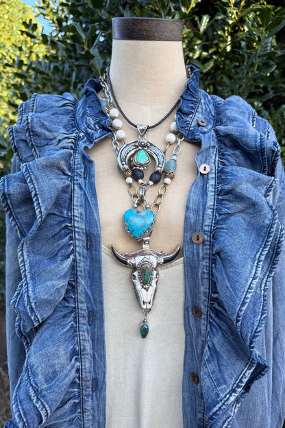 OOAK Tibetan Pendant on Leather - ivyandlavyboutique ivyandlavyboutique