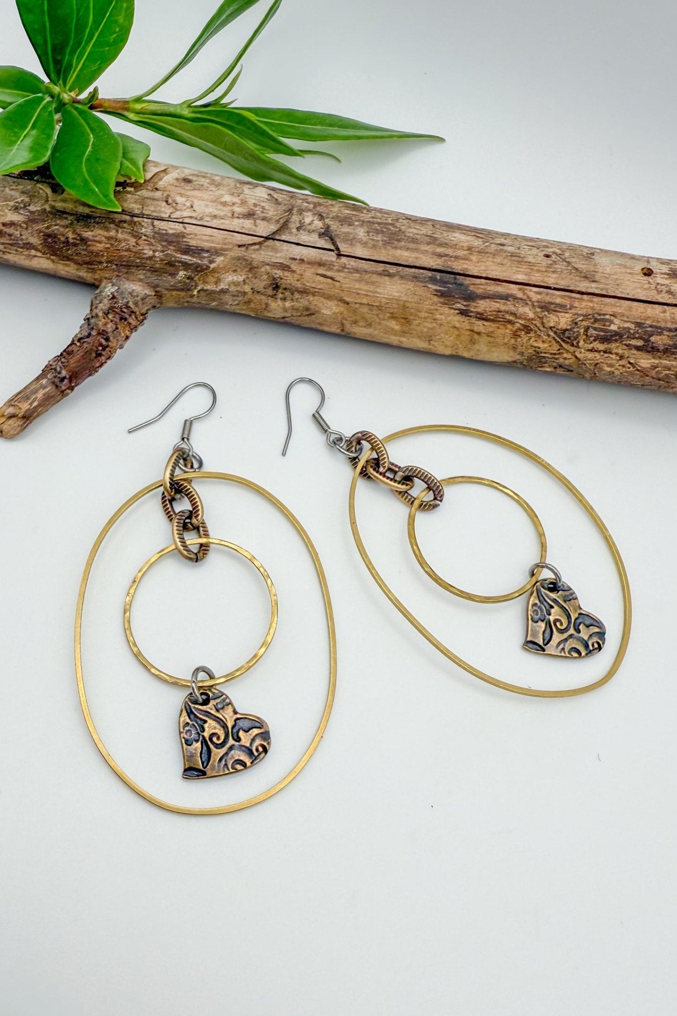 Open Circle Heart Pendant Earrings - ivyandlavyboutique Spirit Lala