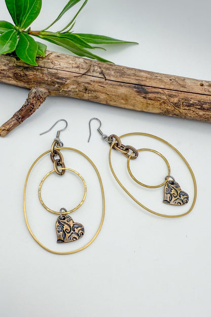 Open Circle Heart Pendant Earrings - ivyandlavyboutique Spirit Lala