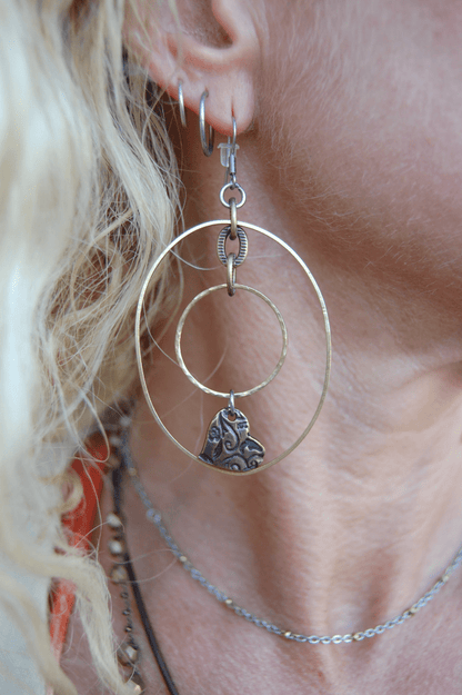 Open Circle Heart Pendant Earrings - ivyandlavyboutique Spirit Lala