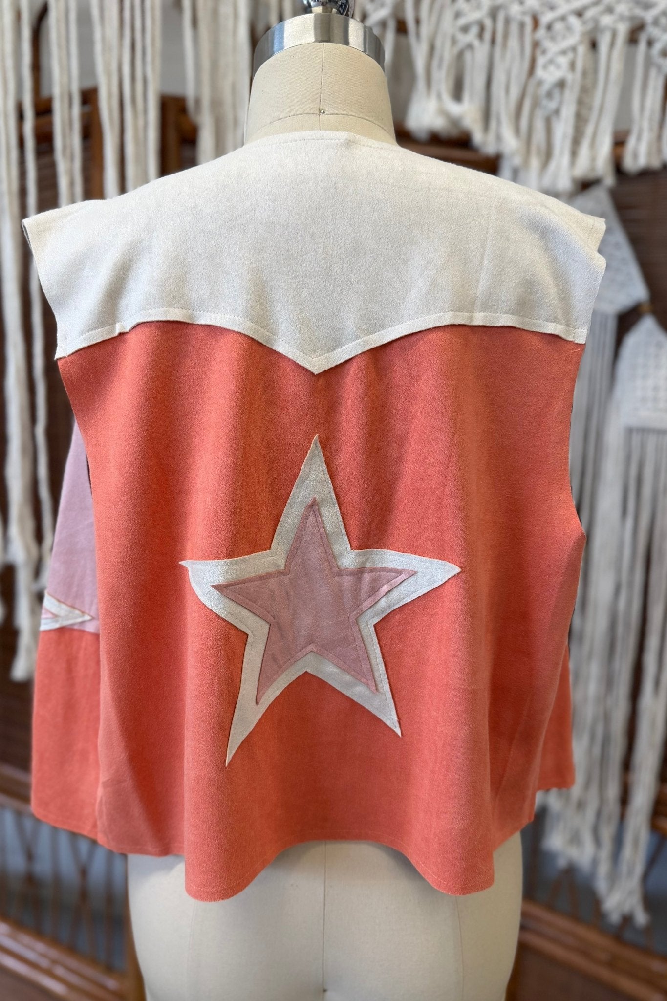 Orange and Pink Star Cowgirl Vest - ivyandlavyboutique Vocal
