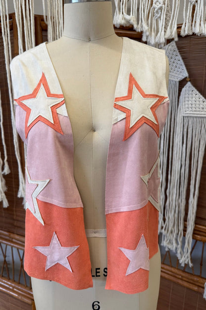 Orange and Pink Star Cowgirl Vest - ivyandlavyboutique Vocal