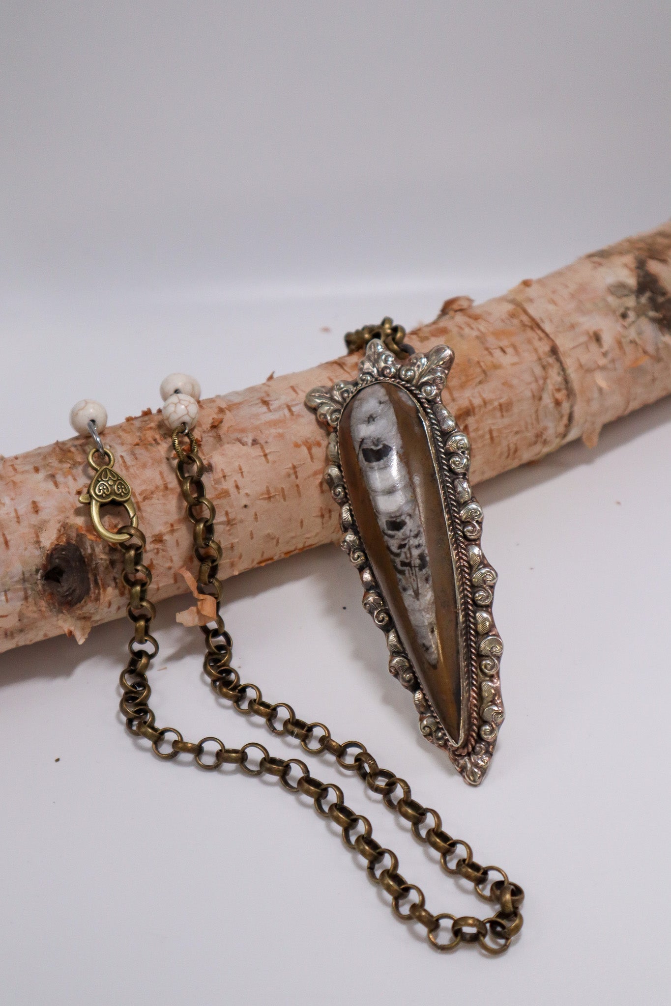 Orthoceras Fossil Statement Handmade Necklace - ivyandlavyboutique ivyandlavyboutique