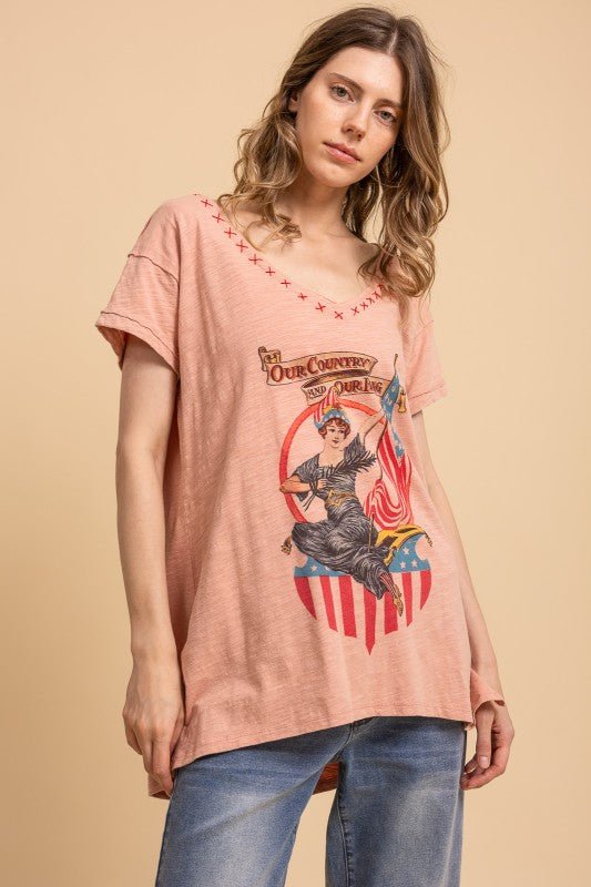 Our Country and Our Flag Tee - ivyandlavyboutique Blue Velvet