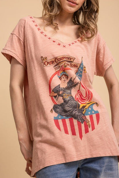 Our Country and Our Flag Tee - ivyandlavyboutique Blue Velvet