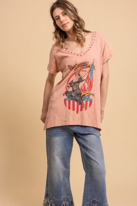 Our Country and Our Flag Tee - ivyandlavyboutique Blue Velvet