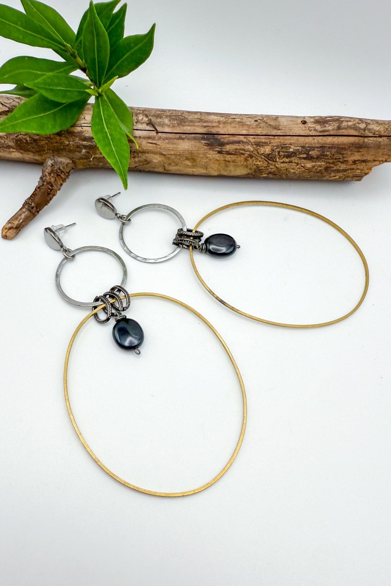 Oval Onyx Drop Earrings - ivyandlavyboutique Spirit Lala