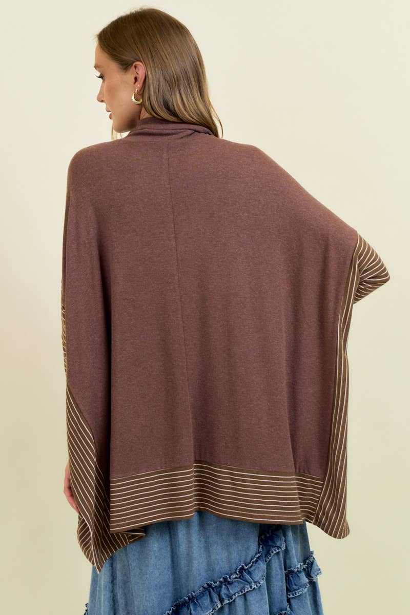 OVERSIZED CAPE SWEATER W/ ROLL OVER MOCK NECK - ivyandlavyboutique Doe and Rae