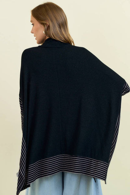 OVERSIZED CAPE SWEATER W/ ROLL OVER MOCK NECK - ivyandlavyboutique Doe and Rae