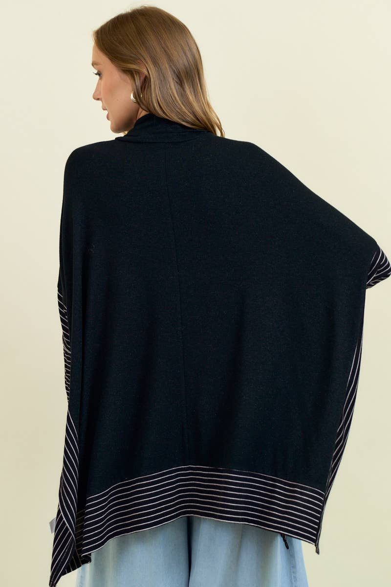 OVERSIZED CAPE SWEATER W/ ROLL OVER MOCK NECK - ivyandlavyboutique Doe and Rae