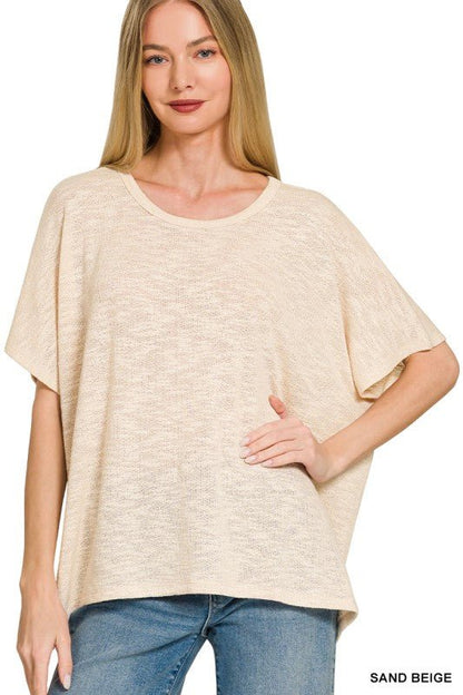 OVERSIZED SLUB HACCI TOP In Sand Beige - ivyandlavyboutique Zenana