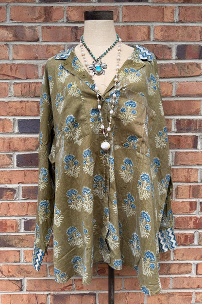 Paisley Button Down Top - ivyandlavyboutique Jaded Gypsy