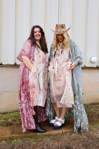 Paisley Longline Kimono Boho Women Cardigan w/ Tassel Open Front Hippie OS XL+ - ivyandlavyboutique ivyandlavyboutique