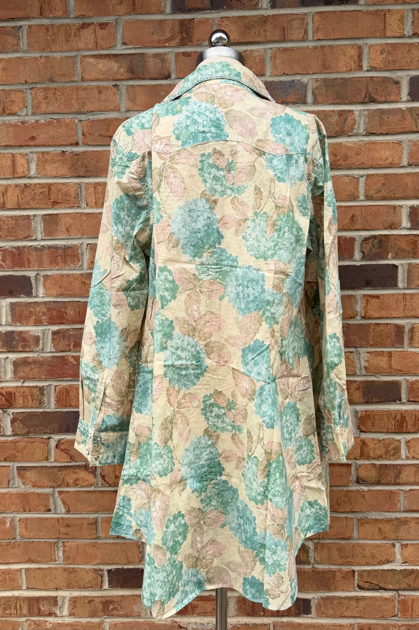 Pale Floral Rhinestone Button Down Top - ivyandlavyboutique A Rare Bird Shop