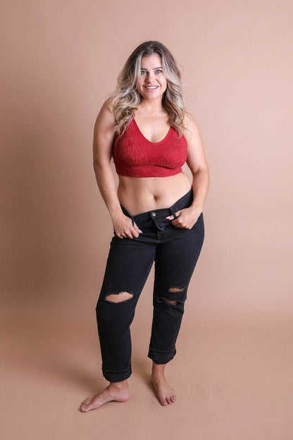 Paris Seamless Padded Textured Brami Plus Size - ivyandlavyboutique Leto Accessories