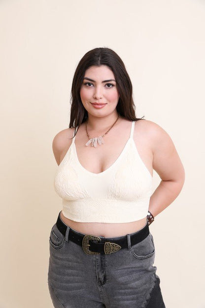 Paris Seamless Padded Textured Brami Plus Size - ivyandlavyboutique Leto Accessories