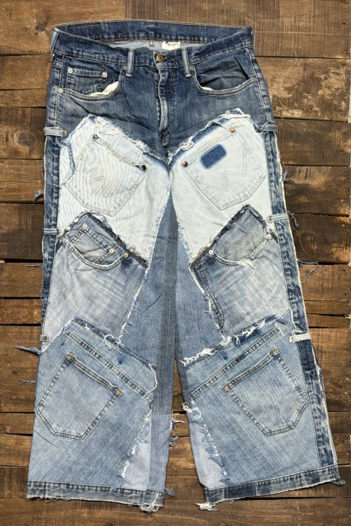 Patched On Up Jeans - ivyandlavyboutique Jaded Gypsy