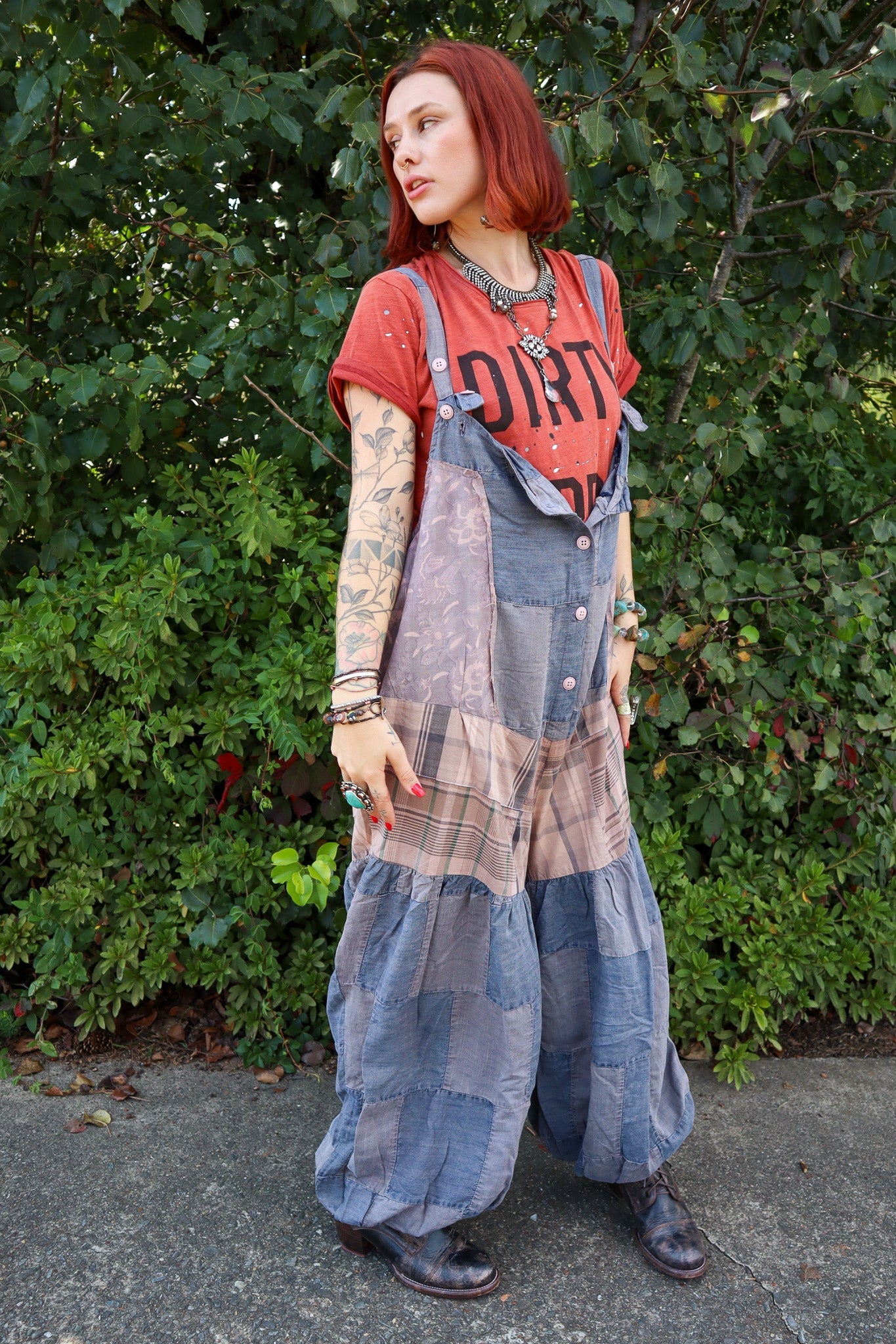 Patched Together Overalls - ivyandlavyboutique Jaded Gypsy