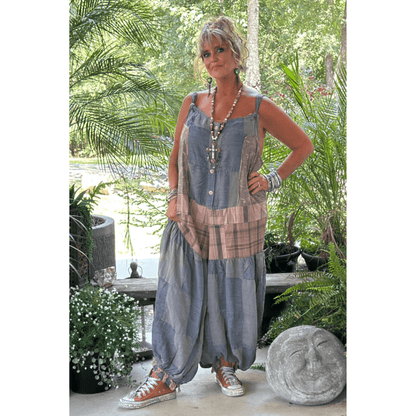 Patched Together Overalls - ivyandlavyboutique Jaded Gypsy