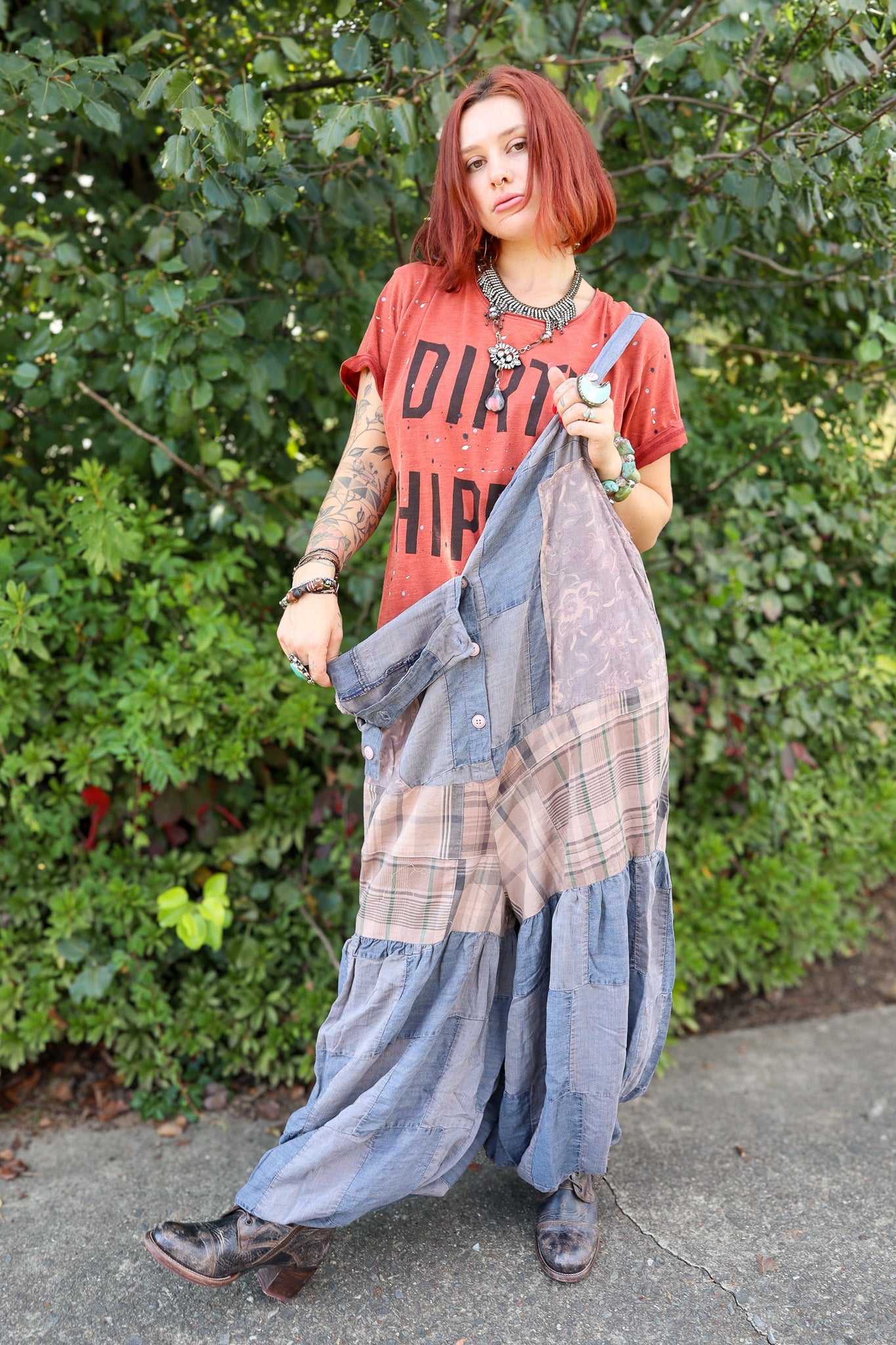Patched Together Overalls - ivyandlavyboutique Jaded Gypsy