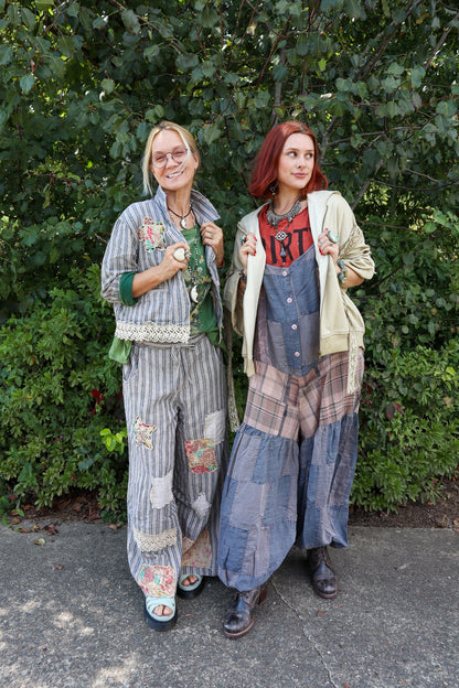 Patched Together Overalls - ivyandlavyboutique Jaded Gypsy