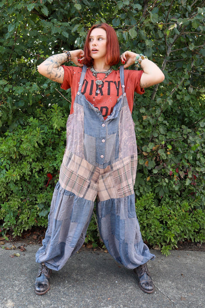 Patched Together Overalls - ivyandlavyboutique Jaded Gypsy