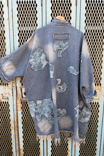 Patchwork Denim Duster - ivyandlavyboutique Blue Velvet