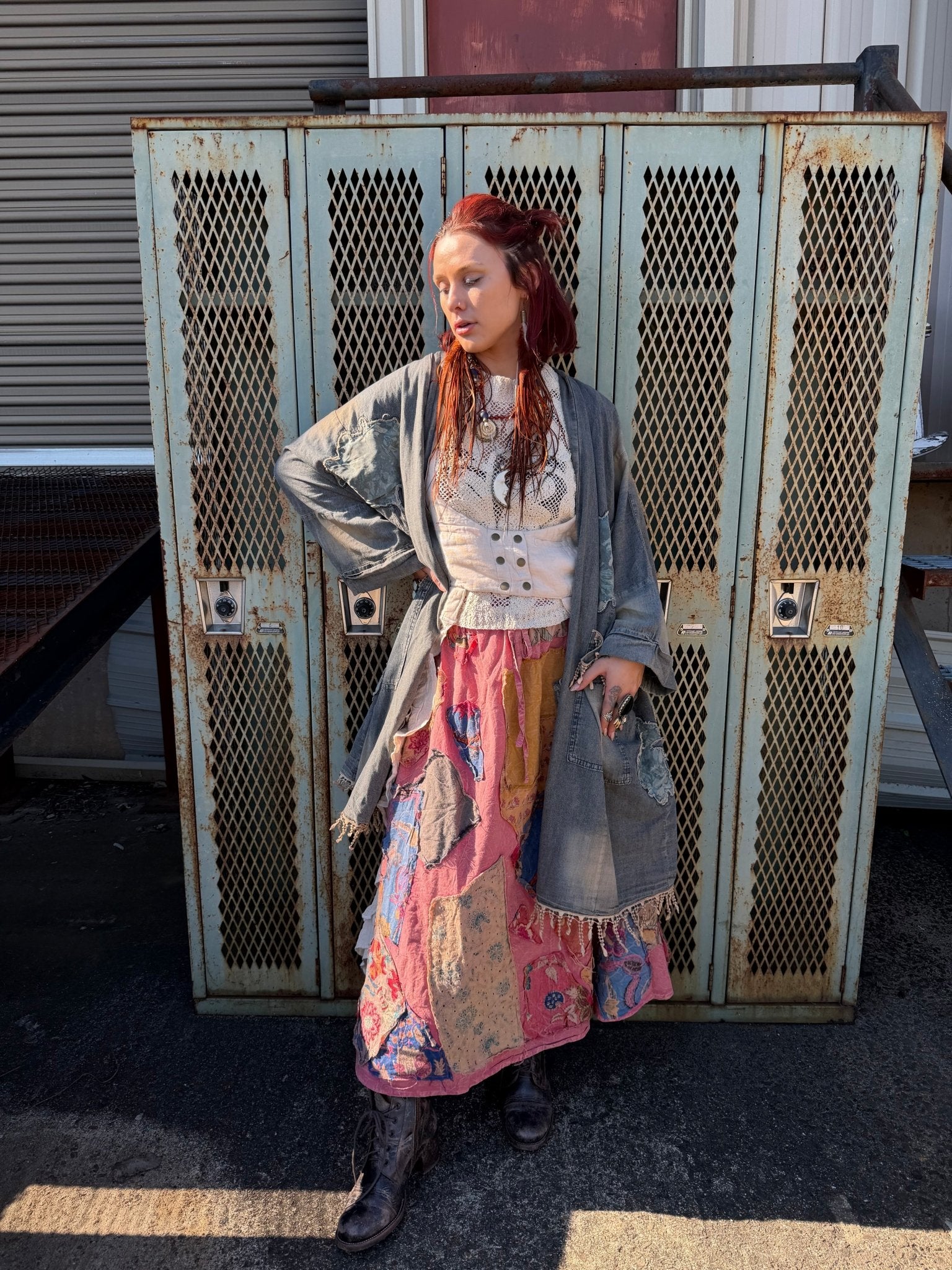 Patchwork Denim Duster - ivyandlavyboutique Blue Velvet