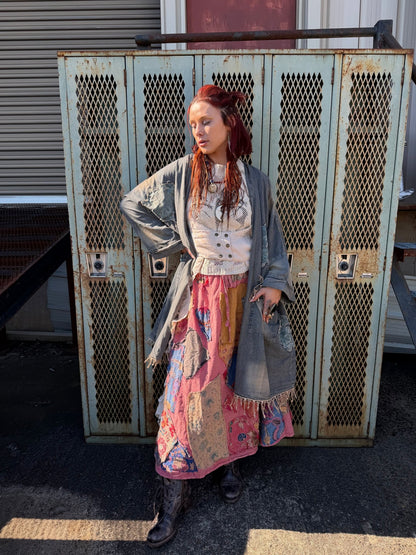 Patchwork Denim Duster - ivyandlavyboutique Blue Velvet