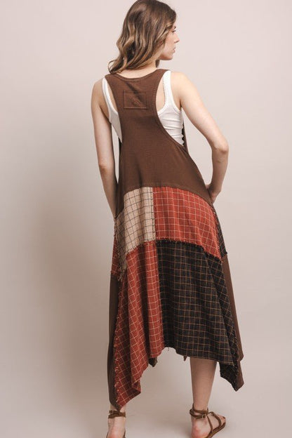 Patchwork Racer Back Dress - ivyandlavyboutique Blue Velvet