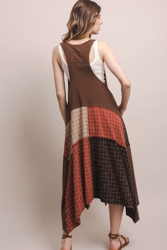 Patchwork Racer Back Dress - ivyandlavyboutique Blue Velvet