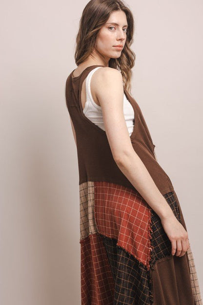 Patchwork Racer Back Dress - ivyandlavyboutique Blue Velvet