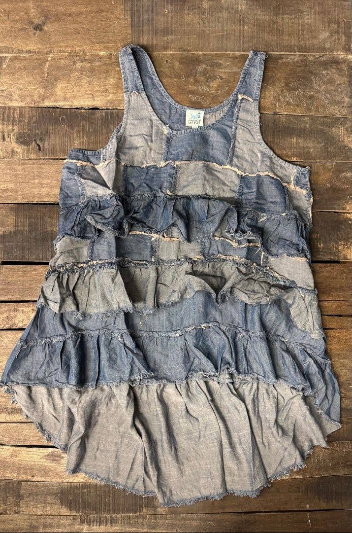 Patchwork Skies Ruffle Tank - ivyandlavyboutique Jaded Gypsy