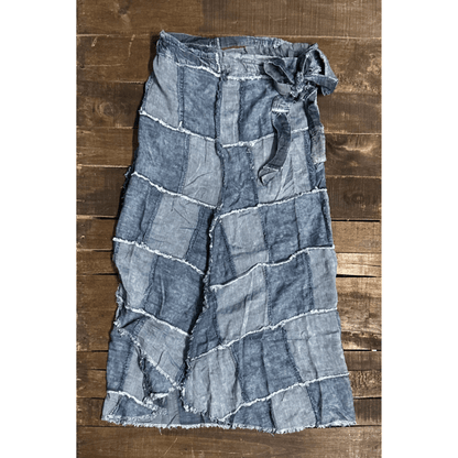 Patchwork Skies Wrap Skirt in Chambray Denim - ivyandlavyboutique Jaded Gypsy