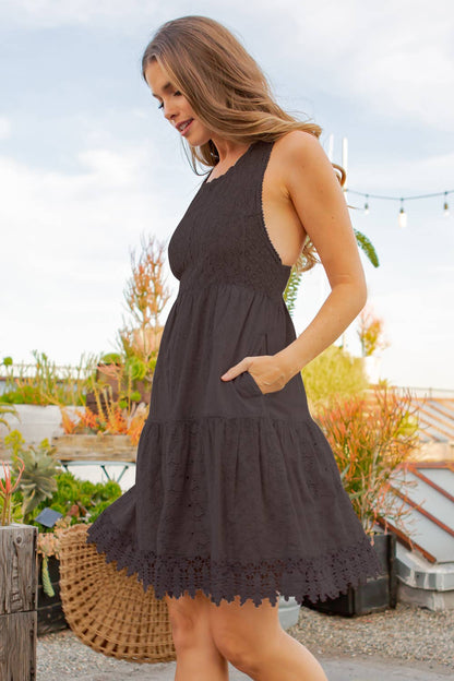 Patchwork Tank Babydoll Dress With Open Back And Lace Trims - ivyandlavyboutique Young Threads